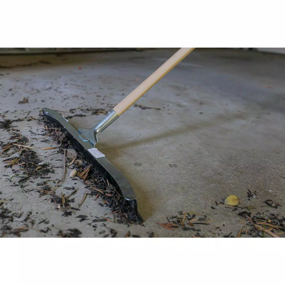 Ettore 24 in. Industrial Curved Floor Squeegee with Scraper Edge and 24 in. Steel Handle
