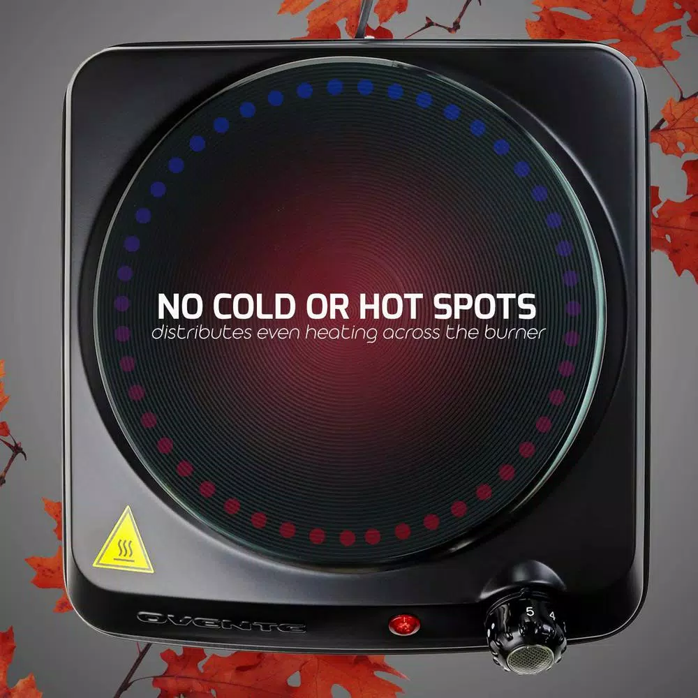 Ovente 1000W Single Burner Hot Plate, 7-in. Cast-Iron Infrared Ceramic Glass Electric Burner with Temperature Control