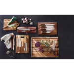 Cangshan H1 Series 4-Piece Professional Knife Set with Genuine Leather Roll and Teak Wood Handles thumbnail 2