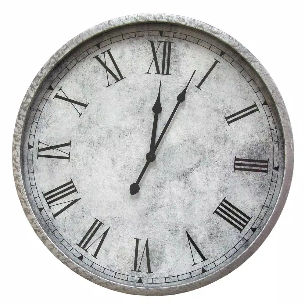 Stratton Home Decor Gaston Gray Wall Clock with Roman Numerals