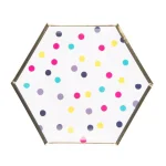Sugar Plum Party SugarPlum Collection Confetti Hexagon Salad Plates, 16-Piece Multicolor Polka Dot with Gold Rim thumbnail 1