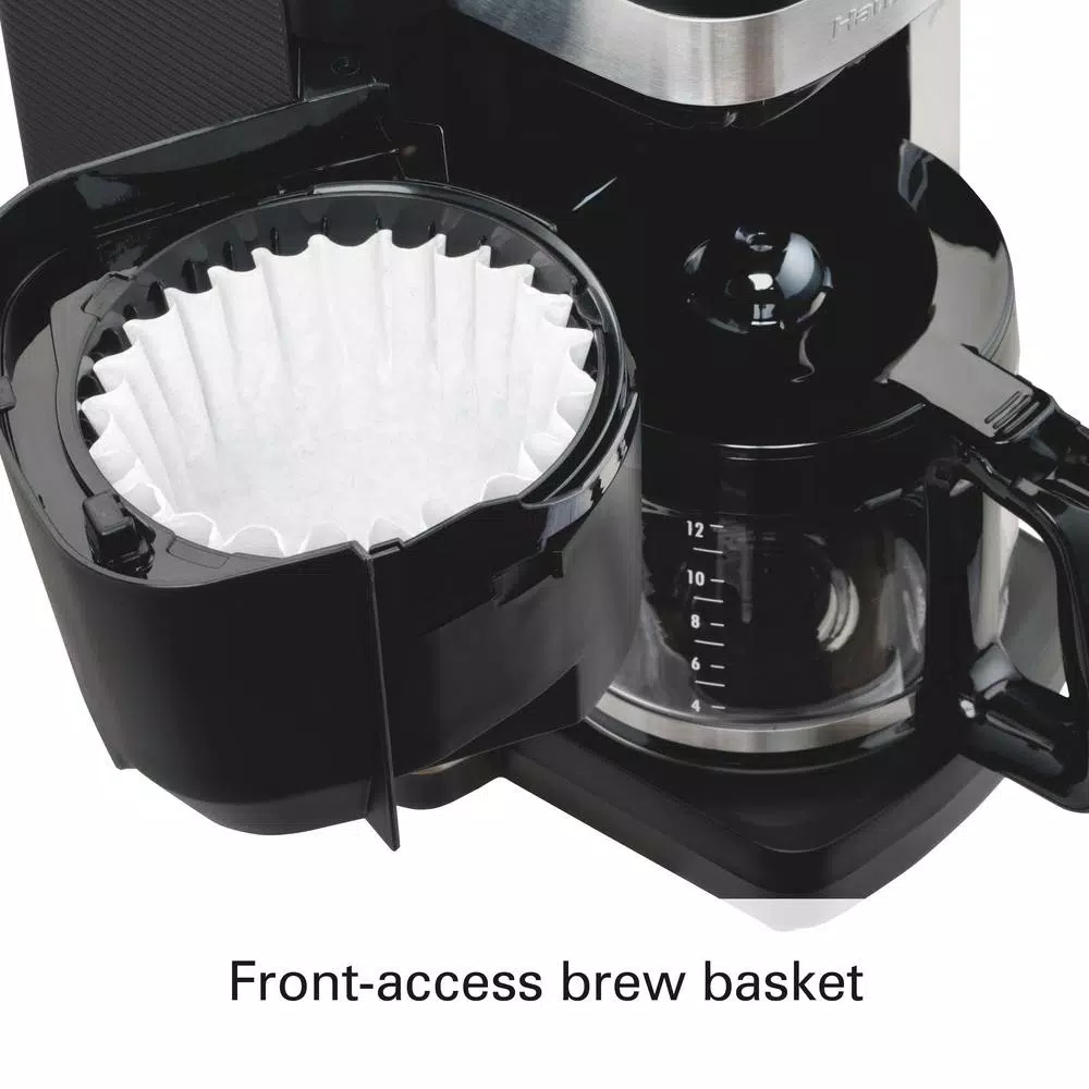 Hamilton Beach 12-Cup Auto Grounds Dispensing Drip Coffee Maker, Black