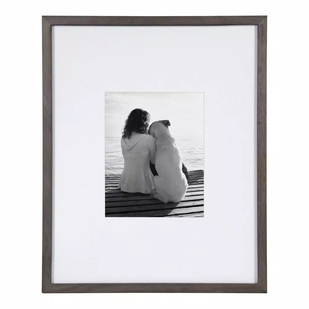 DesignOvation Gallery Wood Picture Frame Set of 2, Gray, 16x20 matted to 8x10