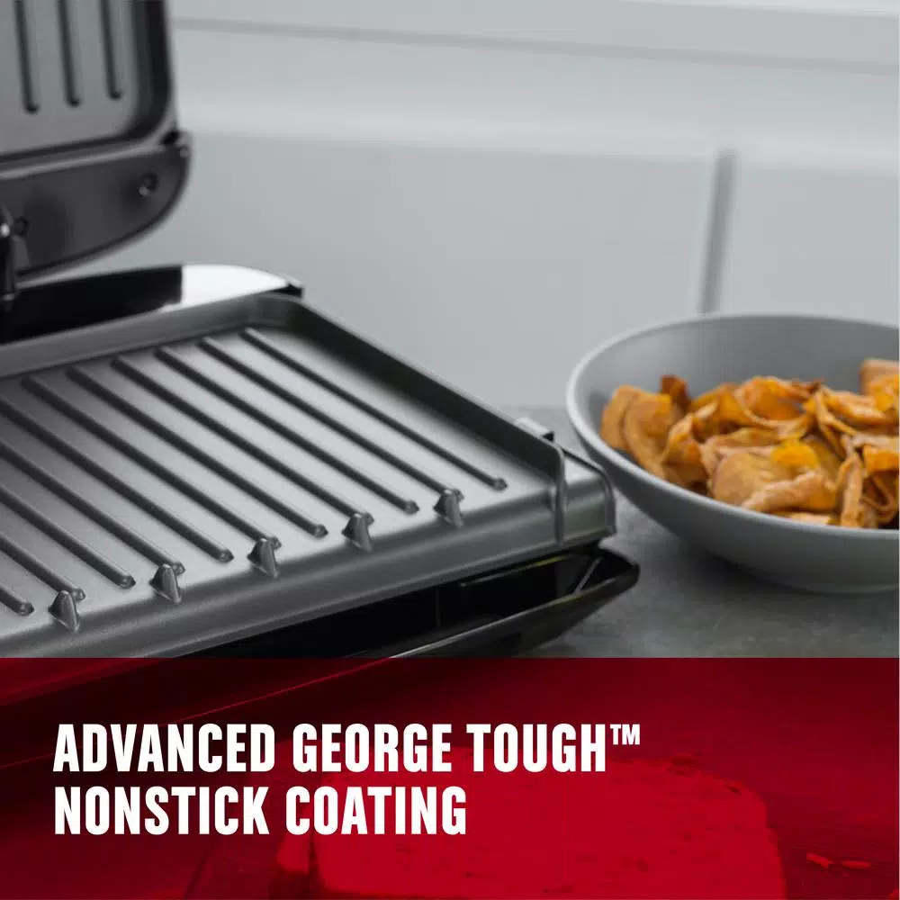 George Foreman Rapid Grill 80 sq. in. Electric Indoor Grill and Panini Press, Black