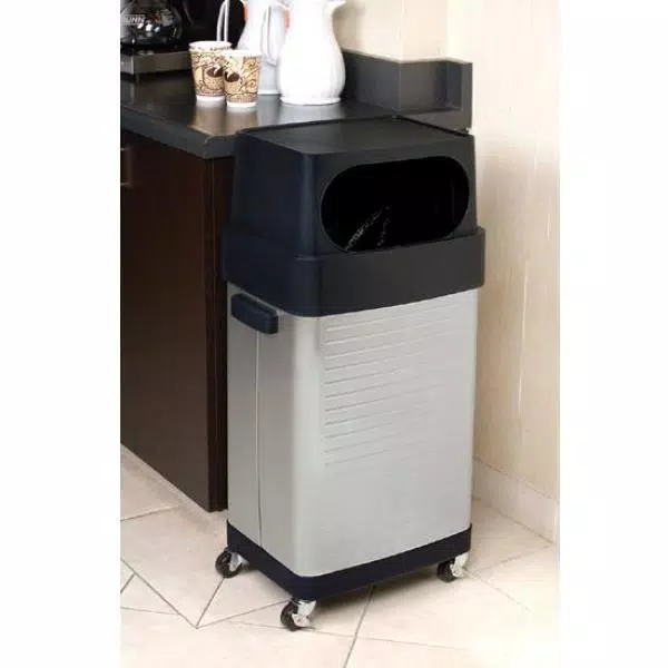 Seville Classics 17-Gallon UltraHD Commercial Stainless Steel Trash Bin with Wheels