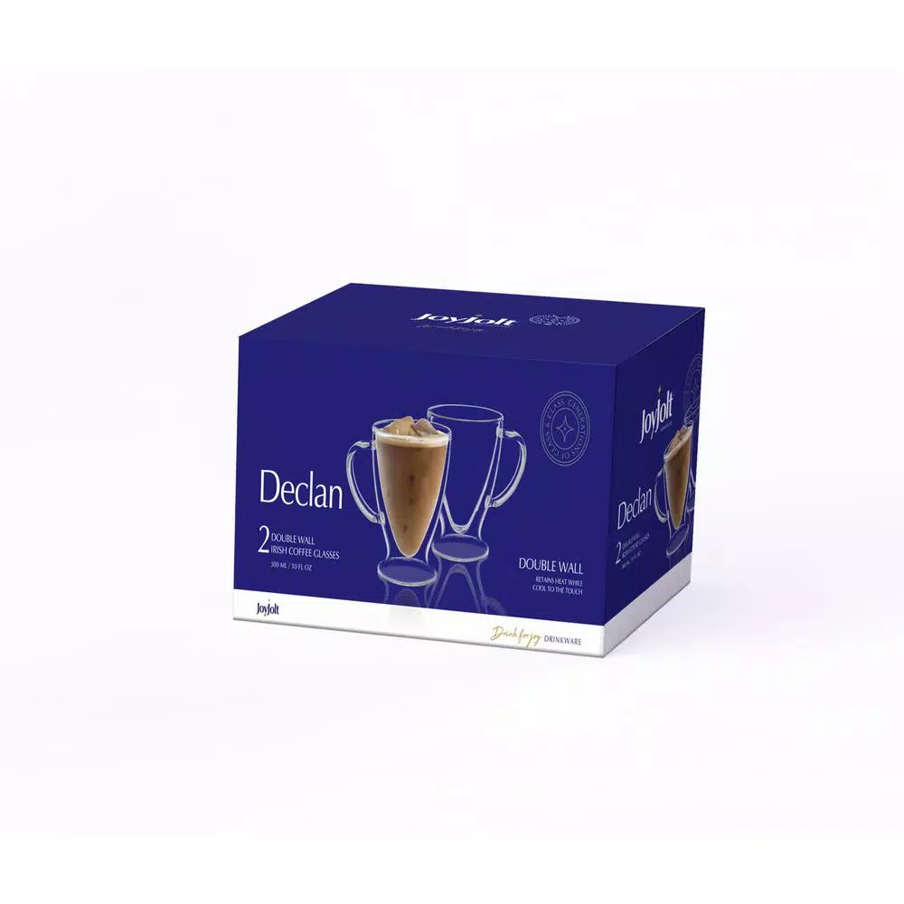 JoyJolt Declan 10 oz. Double Wall Insulated Borosilicate Glass Coffee Mugs (Set of 4)