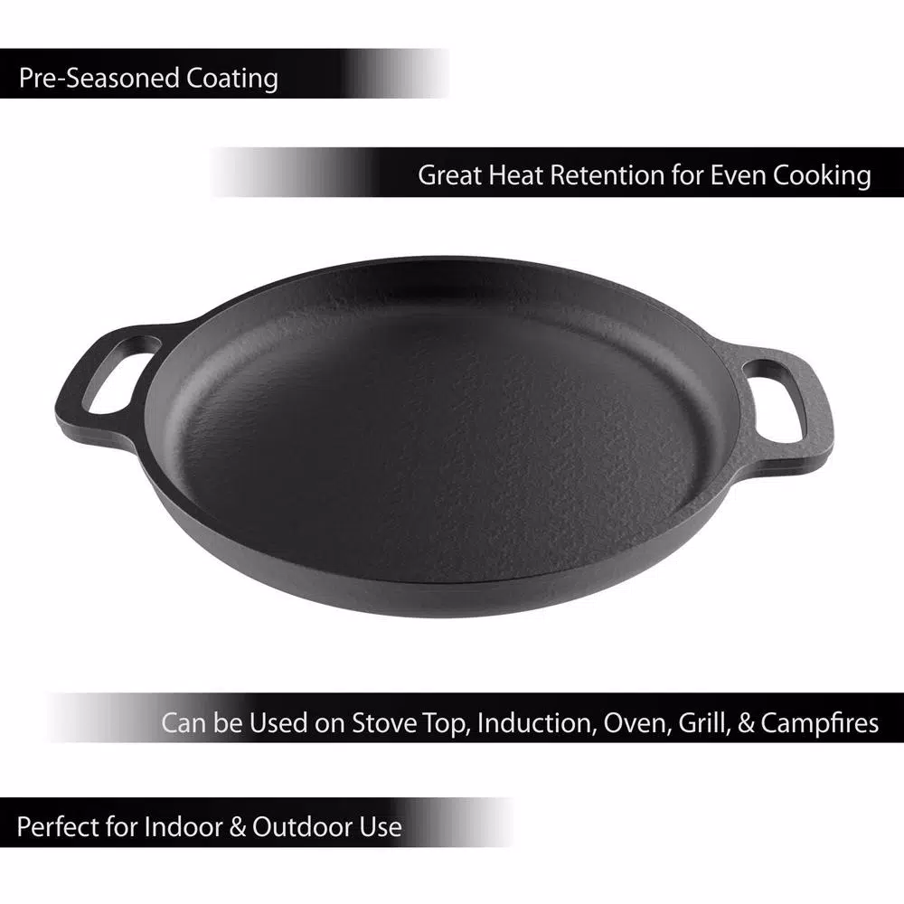 Classic Cuisine 13.25 in. Pre-Seasoned Cast Iron Pizza Pan