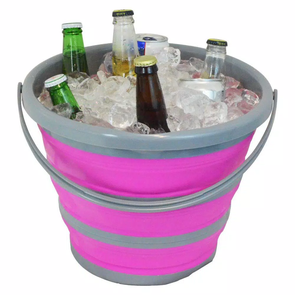 Southern Homewares 2.65 Gal. Pink Collapsible Silicone Bucket Deluxe - Heavy Duty Storage Pail