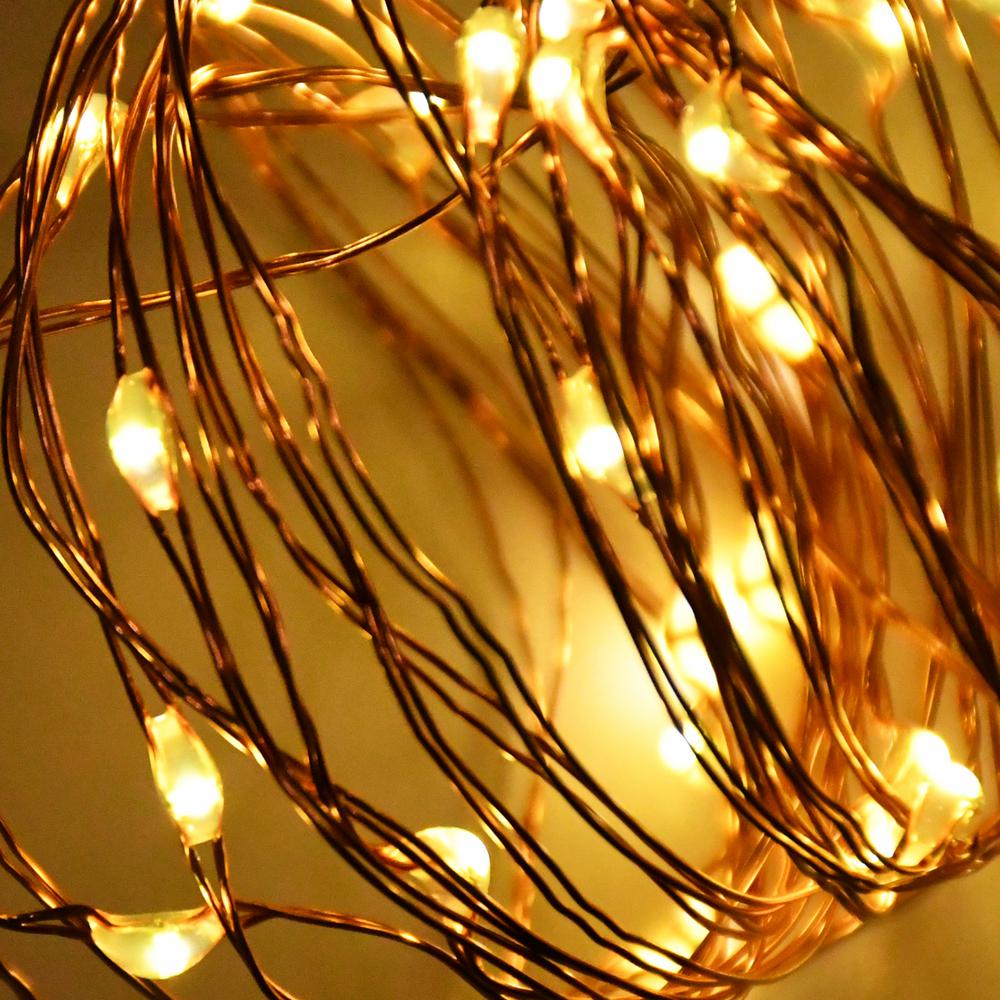 LUMABASE Warm White Micro LED Copper String Lights, Battery Operated, 30-Light, 2-Count Pack