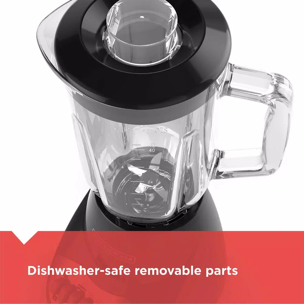 BLACK+DECKER 10-Speed Countertop Blender with 40 oz. Glass Jar, 550 Watts, Black