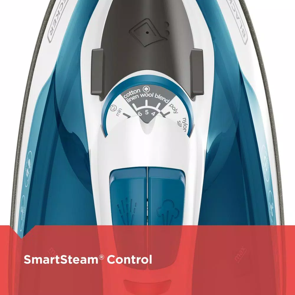 BLACK+DECKER Easy Steam Compact Steam Iron, 1200W, Blue/White