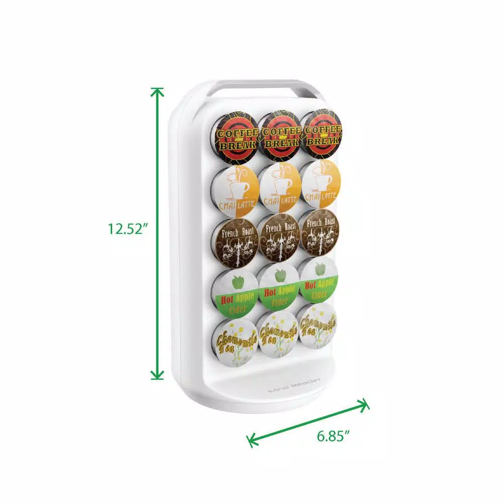 Mind Reader Apollo 30-Capacity White K-Cup Storage and Coffee Pod Carousel for Keurig