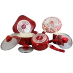Oster San Jacinto 9-Piece Aluminum Nonstick Cookware Set, Red Speckle thumbnail 3