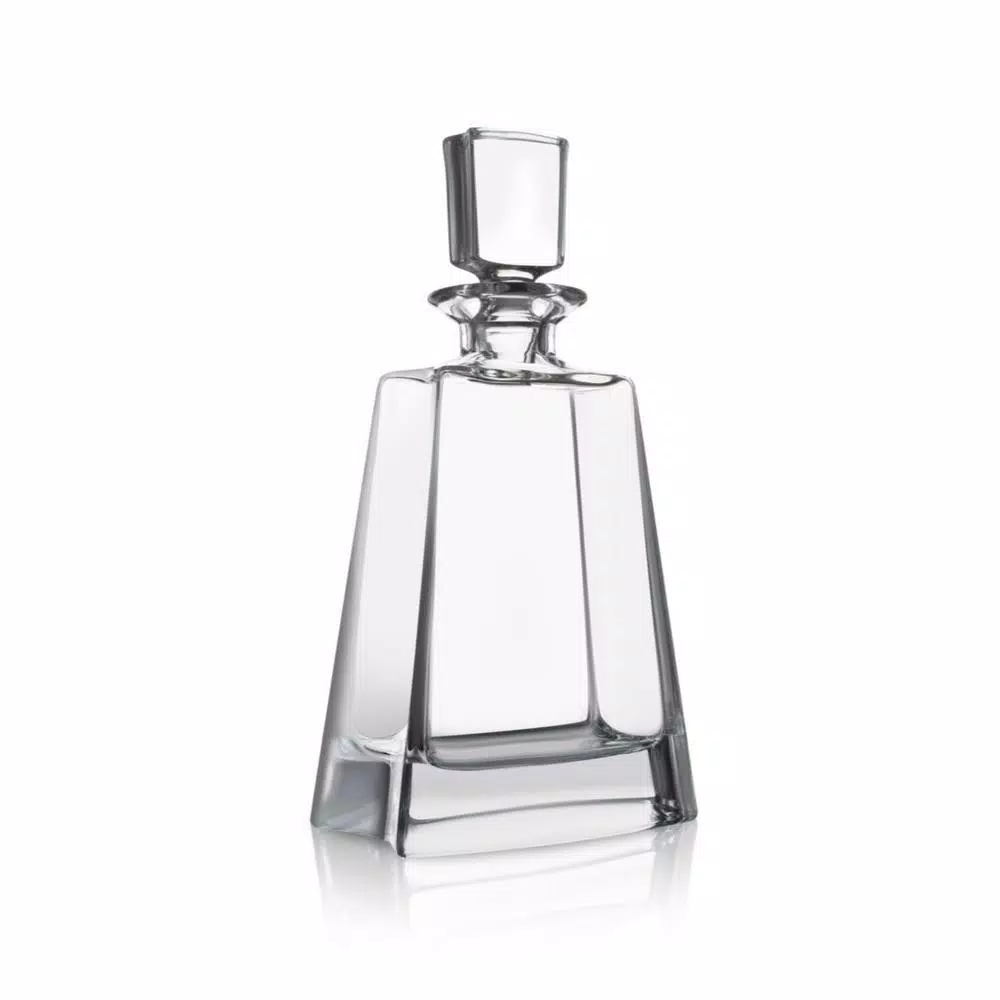 JoyJolt Luna Crystal Whiskey Decanter with Stopper, 23.5 oz Clear Rectangular Glass Decanter
