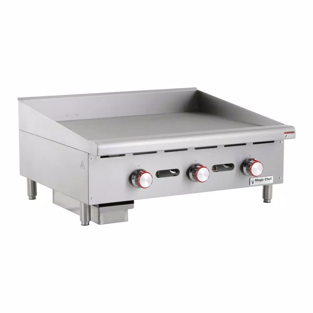 Magic Chef 36 in. Commercial Thermostatic Countertop Gas Griddle, Stainless Steel