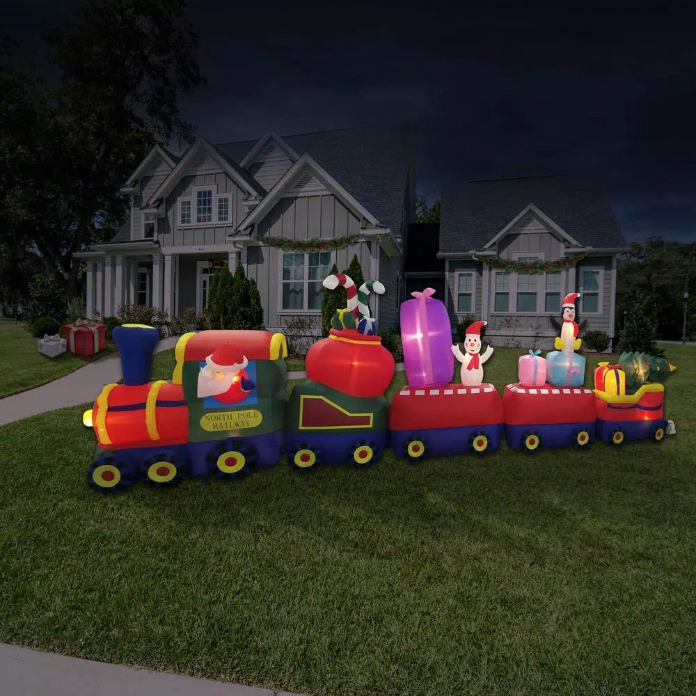 Fraser Hill Farm 6 ft. Santa on Christmas Express Inflatable Holiday Decoration