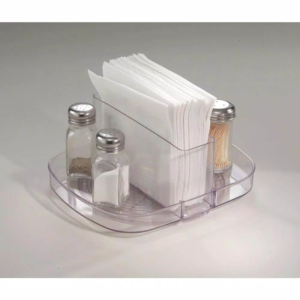 interDesign Linus Clear Napkin Spinner and Condiment Organizer