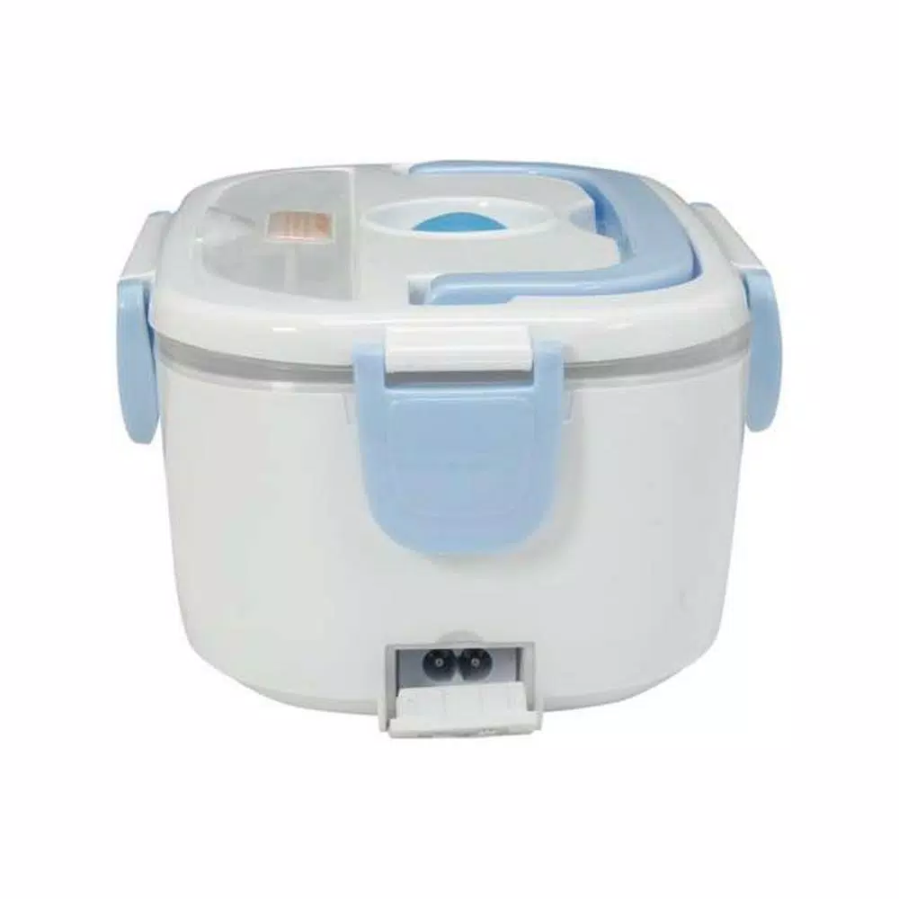 Tayama EHB-01 Electric Heating Lunch Box with Handle - White & Light Blue