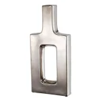 A & B Home Ceramic Keyhole Silver Vase - Modern Square Table Vase with Matte Metallic Finish thumbnail 1