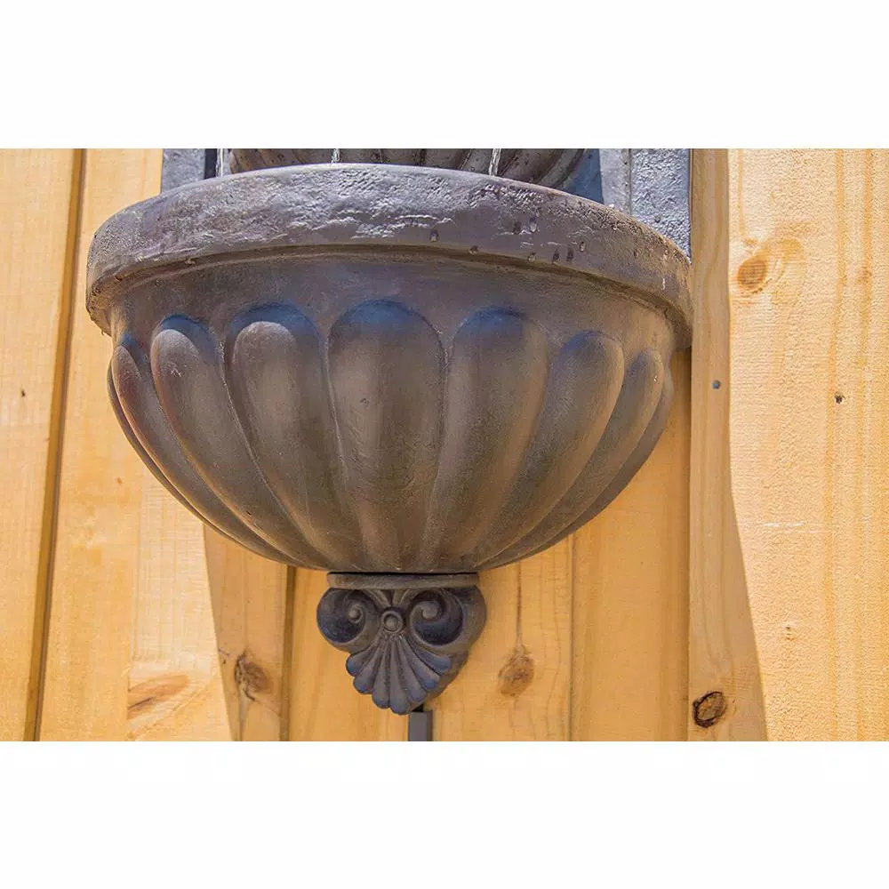 Kenroy Home San Pablo Resin Wall Fountain with LED Light, Plum Bronze, 35-inch