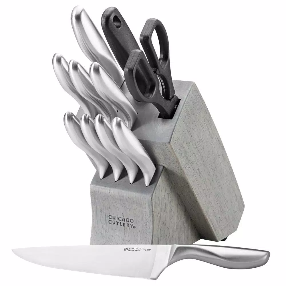 Chicago Cutlery Clybourn 12-Piece German Stainless Steel Knife Set with Grey Wood Block