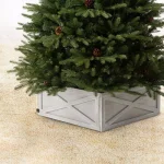 Unbranded 26 in. Washed White Wooden Tree Collar - Handcrafted Solid Wood Tree Box thumbnail 2