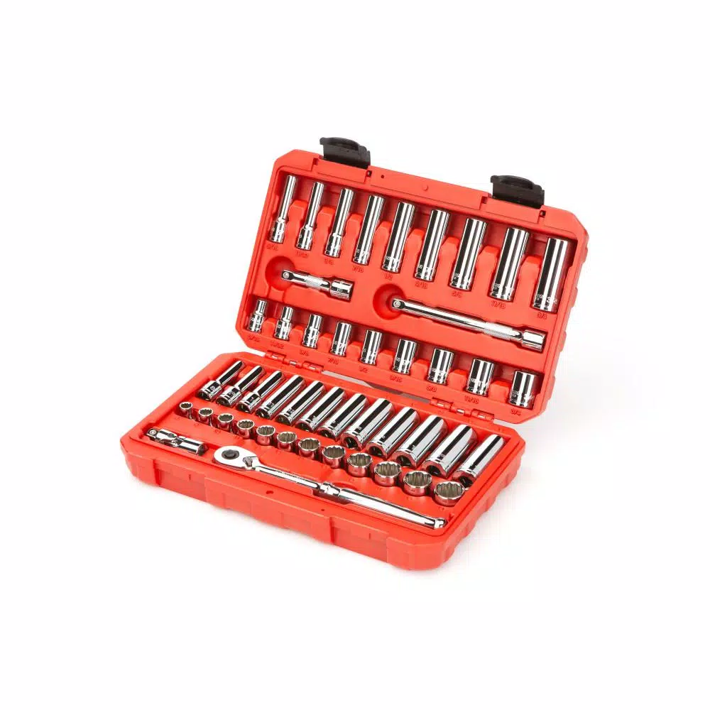 TEKTON 47-Piece 3/8 in. Drive 12-Point Socket and Ratchet Set