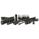 Stanley 50-Piece 3/8 in. Drive SAE and Metric Ratchet and Socket Set with Black Chrome Finish thumbnail 1