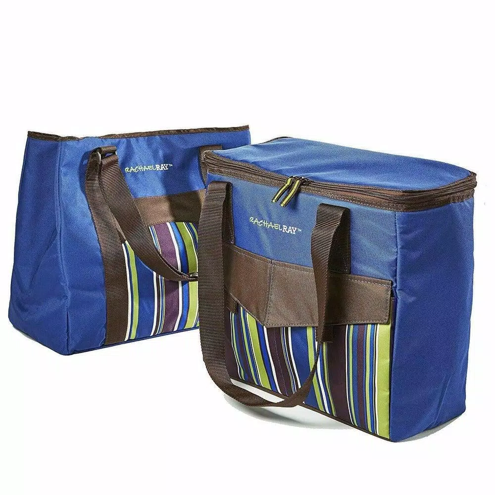 Rachael Ray ChillOut To Go Blue Deluxe Thermal Tote Set of 2 - Insulated Cooler & Dry Storage Bags