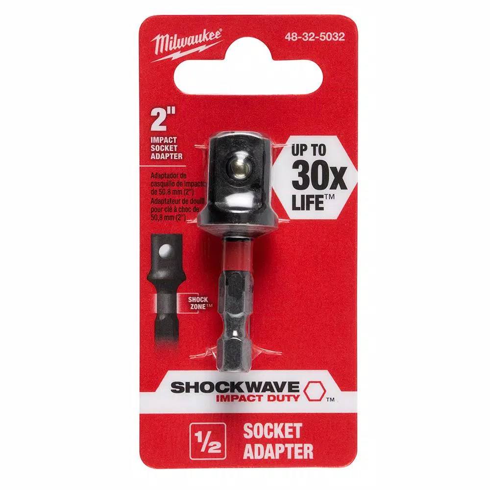 Milwaukee SHOCKWAVE 1/2 in. Drive to 1/4 in. Hex Impact Socket Adapter