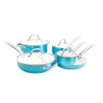 Oster Montecielo 9-Piece Aluminum Nonstick Cookware Set, Metallic Turquoise thumbnail 1