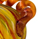 Glitzhome Multi-Striped Glass Short Pumpkin - Handmade Mouth-Blown Indoor Tabletop Decor thumbnail 2