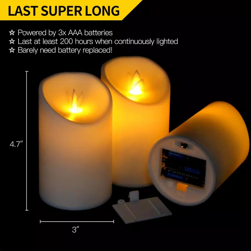 Novelty Place Flickering LED Candles, Lifelike Swinging Flame Flameless Battery Powered Warm White