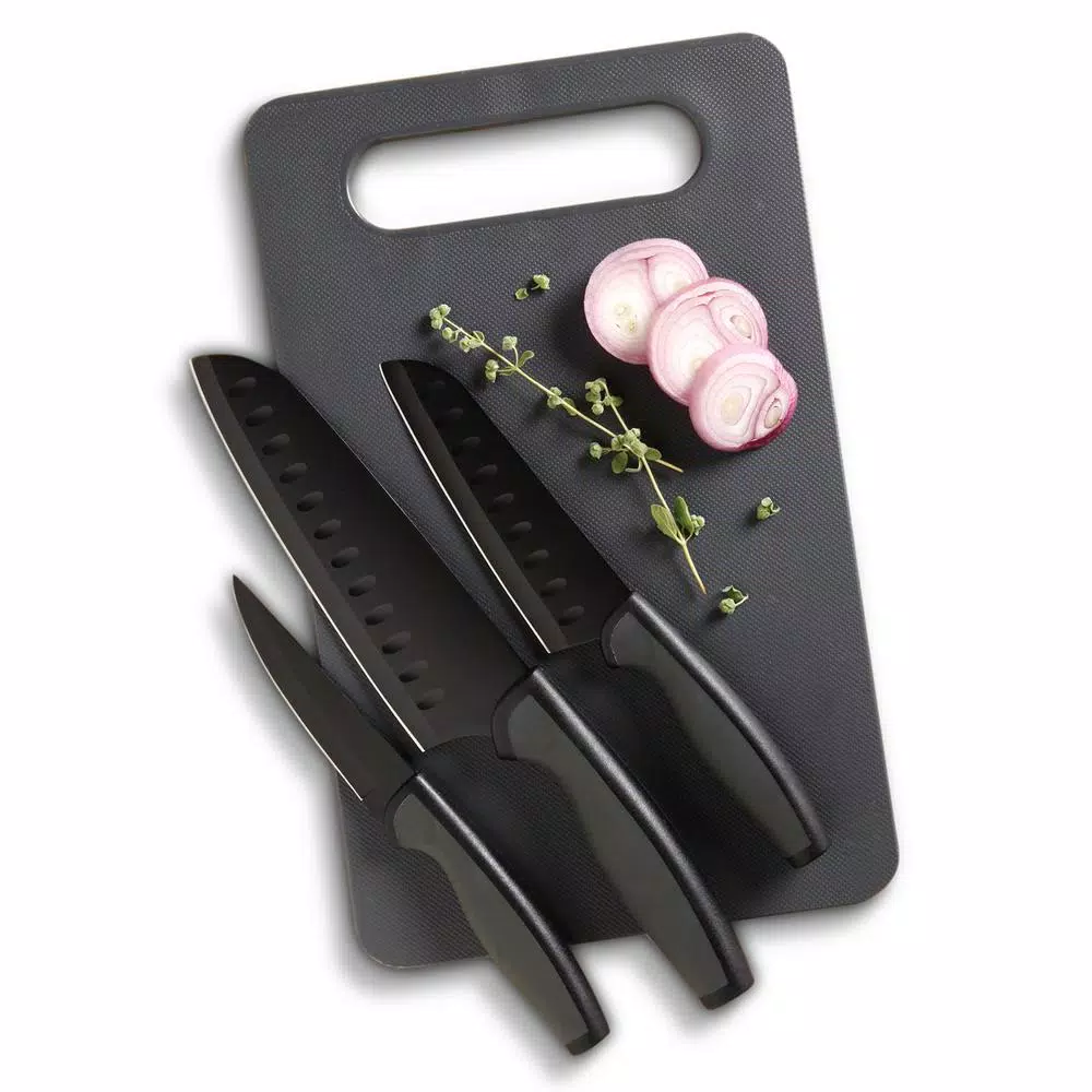Oster 4-Piece Stainless Steel Knife Set with Cutting Board