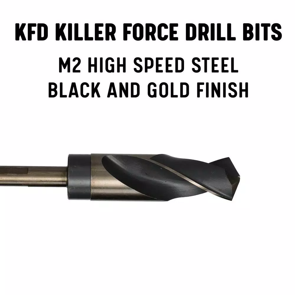 Drill America Killer Force 5-Piece High Speed Steel Reduced Shank Drill Bit Set, 9/16 in. - 1 in.