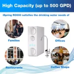 ISPRING RO500 Tankless Reverse Osmosis Water Filtration System with Smart Faucet, 500 GPD, 2:1 Pure to Drain Ratio thumbnail 11