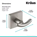 KRAUS Ventus Double Hook Bathroom Robe and Towel Hook, Brushed Nickel thumbnail 3