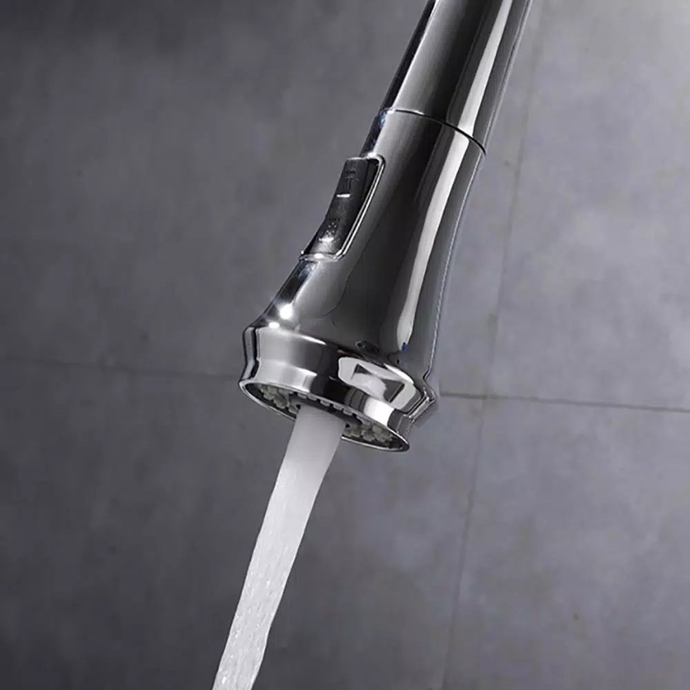 Vanity Art Chrome Single-Handle Pull-Down Kitchen Faucet with 360 Degree Swivel Spout