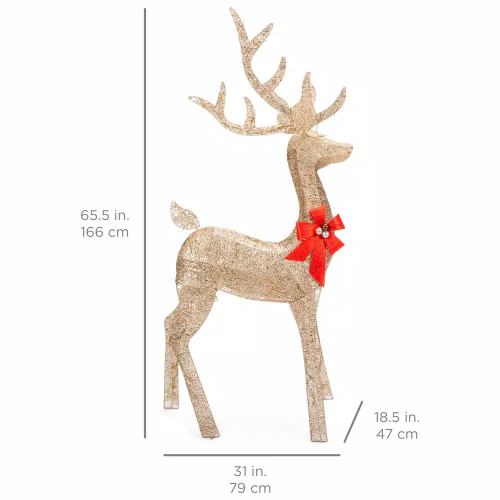 Best Choice Products 65.5 in. 3D Pre-Lit Christmas Reindeer Yard Decoration with 150 Warm White Incandescent Lights