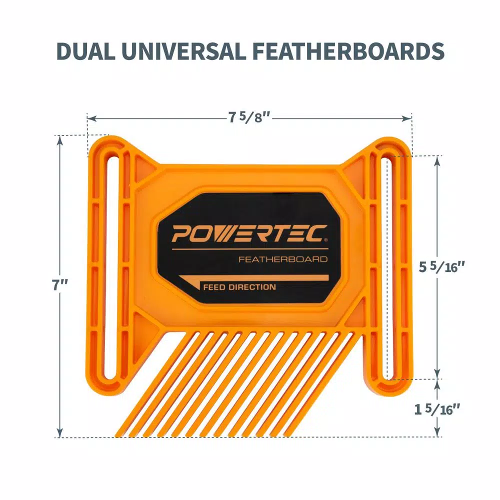 POWERTEC Dual Universal Featherboards for Table Saws, Band Saws, and Router Tables (2-Pack)