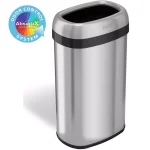 iTouchless 16 Gal. Oval Stainless Steel Open Top Commercial Trash Can with Dual Odor Filters thumbnail 1