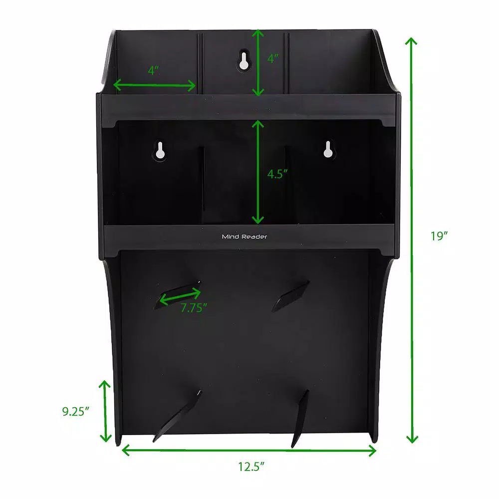 Mind Reader Wall Mount Coffee Station Organizer with 4 Mug Hooks and Heat-Resistant Pod Storage