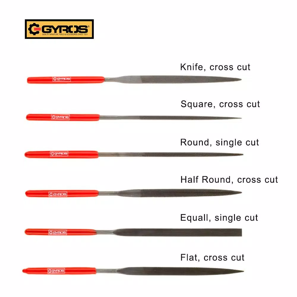 Gyros 5-1/2 in. 6-Piece Needle File Set with Rubber Grip Handles