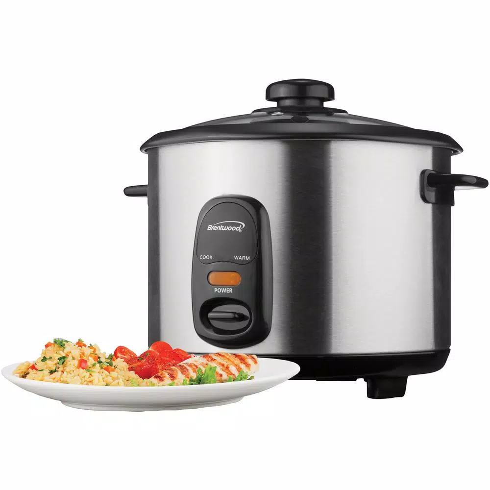 Brentwood Appliances 5-Cup Silver Rice Cooker with Non-Stick Interior and Automatic Shut-Off