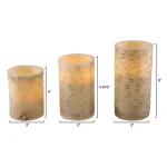 Lavish Home Cream Flameless Birch Bark Pillar Candle Set with Remote thumbnail 2