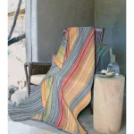 Greenland Home Fashions Katy Multicolored Quilted Cotton Throw, Reversible Striped Design thumbnail 5