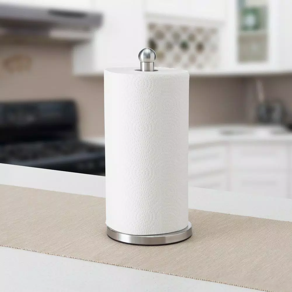 Home Basics Stainless Steel Paper Towel Holder with Weighted Base, Free Standing