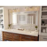 Kenroy Home Lyonesse 66 in. Oversized Chrome Composite Beveled Glass Floor Leaner Mirror with Hooks thumbnail 5
