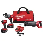 Milwaukee M18 FUEL 18V Lithium-Ion Brushless 3-Tool Combo Kit with (2) 5Ah Batteries, Charger and Bag thumbnail 1