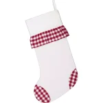 VHC Brands Emmie 20 in. Red Check Ruffle Farmhouse Christmas Stocking thumbnail 2
